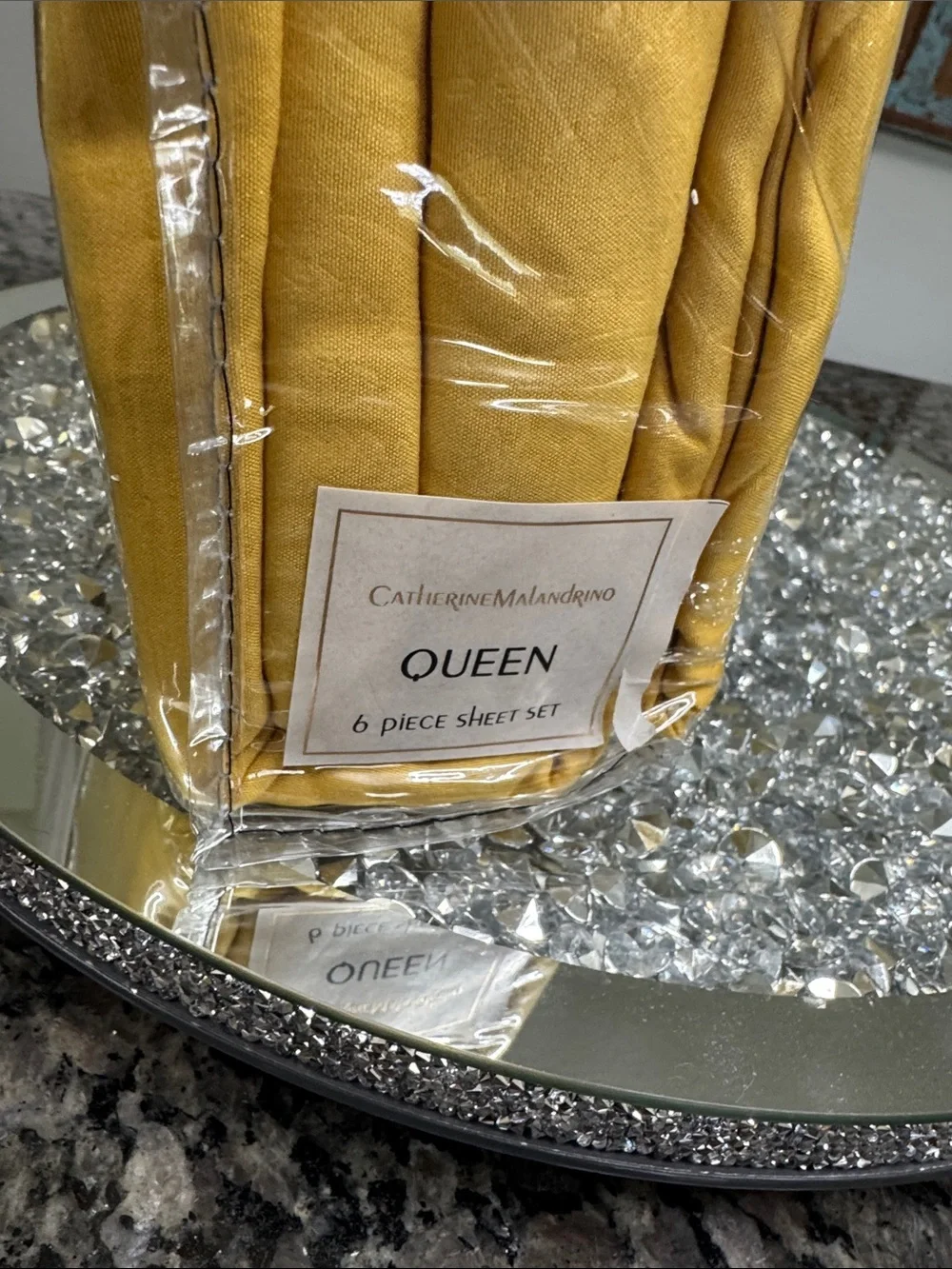 Catherine Malandrino 6 piece Queen Sheet Set - Mustard Yellow NEW